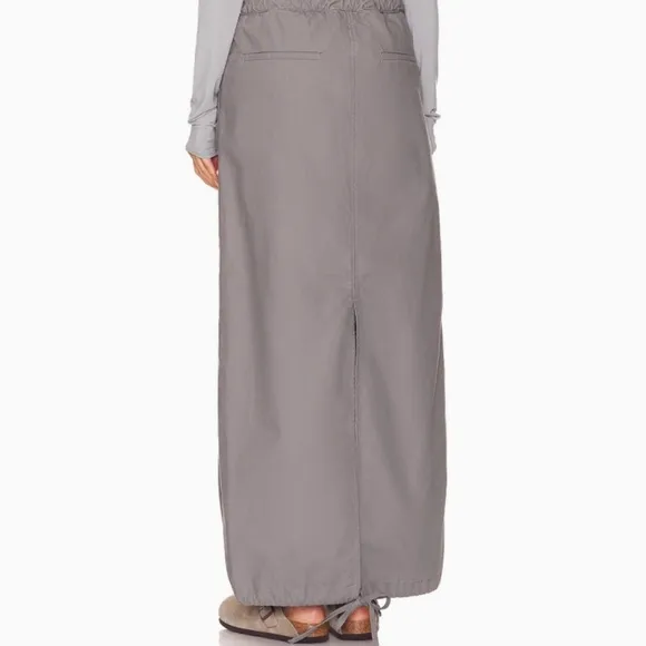 NEW Helsa Workwear Drawcord Maxi Skirt - Dark Grey
