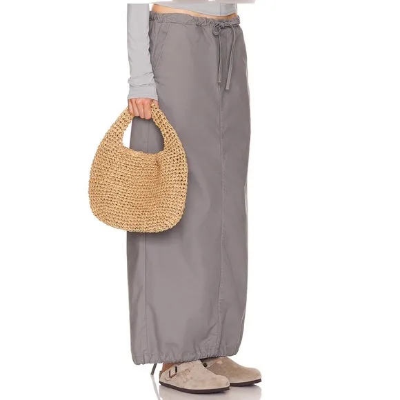 NEW Helsa Workwear Drawcord Maxi Skirt - Dark Grey
