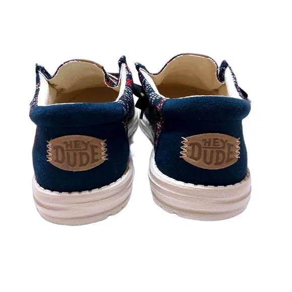 NEW HEY DUDE WALLY WINTER SWEATER NAVY MULTI‎ SLIP ON SHOE MENS 8
