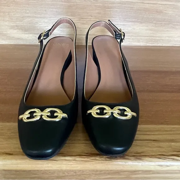 NEW IN BOX - Jones New York - Black &amp; Gold Heel Slingbacks - 7.5