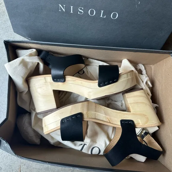 NEW IN BOX Nisolo All-Day Open Toe Clog in Black, Size 8