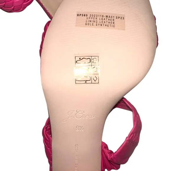 NEW J. Crew Lucie Braided Strap Pink Italian Leather Block Heel Sandal 9.5