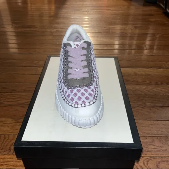 NEW J/Slides Charlene Sneakers Knit White &amp; Purple Women’s Size 8