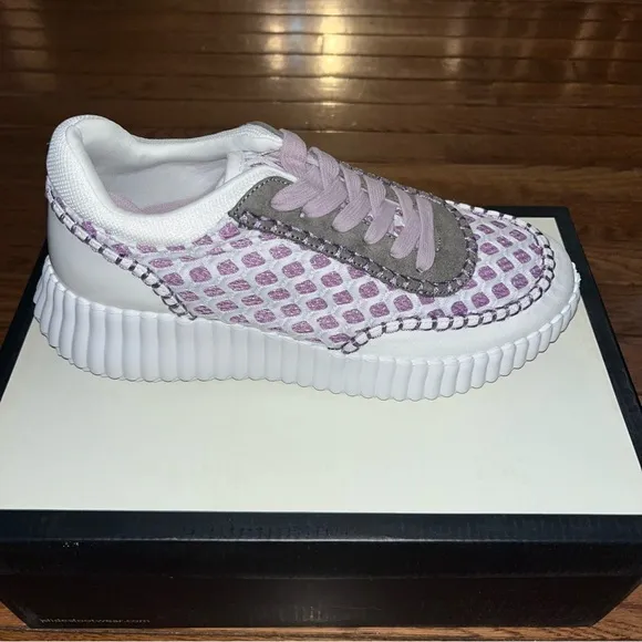 NEW J/Slides Charlene Sneakers Knit White &amp; Purple Women’s Size 8