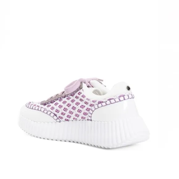 NEW J/Slides Charlene Sneakers Knit White &amp; Purple Women’s Size 8
