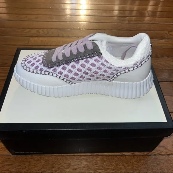 NEW J/Slides Charlene Sneakers Knit White &amp; Purple Women’s Size 8