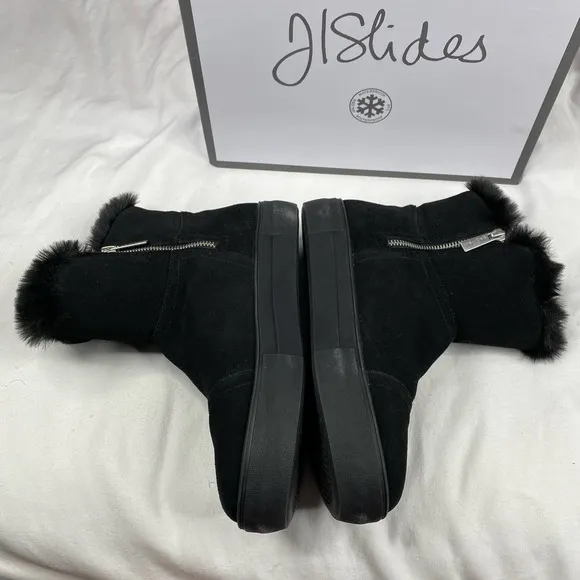 New J/Slides Women's Alistar High-Top Faux-Fur Bootie Sneakers Zipper Closure10M