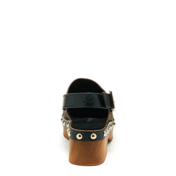NEW KELSI DAGGER Warehouse Clogs Slingback Leopard Buckle Heel Size 9.5