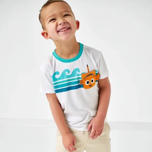 New Little Sleepies Nemo Relaxed Pocket Tee in White Size 3T