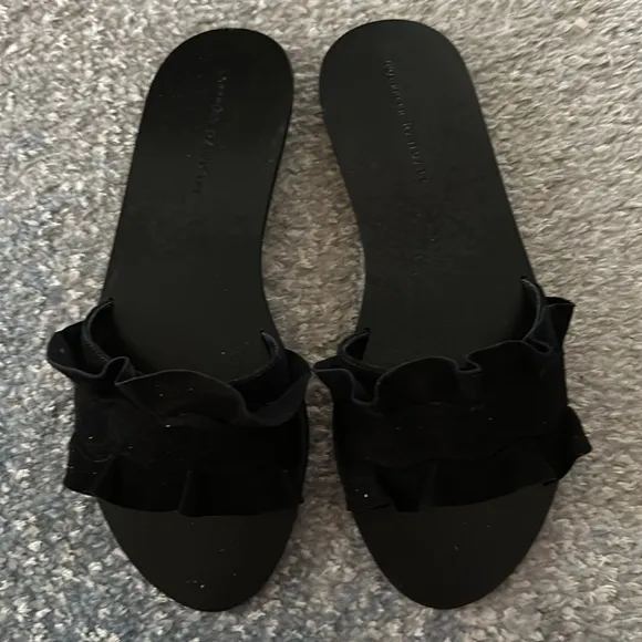 NEW Loeffler Randal Birdie Slides in Black Suede