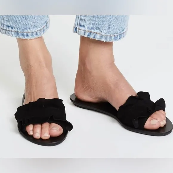 NEW Loeffler Randal Birdie Slides in Black Suede