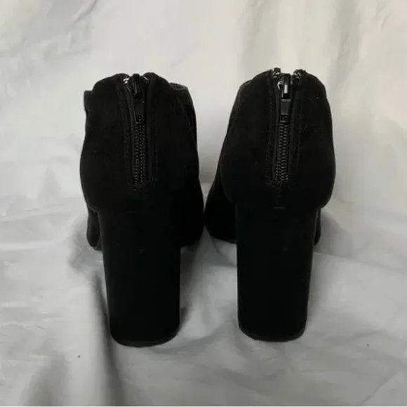 New Look UK Suede Black Block Heel Open Boots 8.5 size