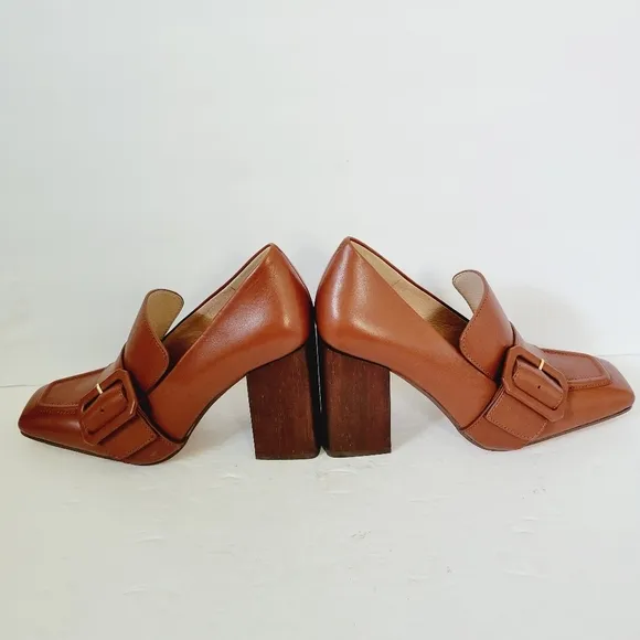 NEW Louise et Cie Ovidio Brown Pump Loafer Block Heels Size 6.5