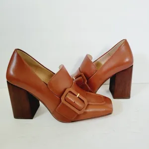 NEW Louise et Cie Ovidio Brown Pump Loafer Block Heels Size 6.5