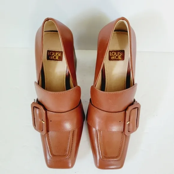 NEW Louise et Cie Ovidio Brown Pump Loafer Block Heels Size 6.5