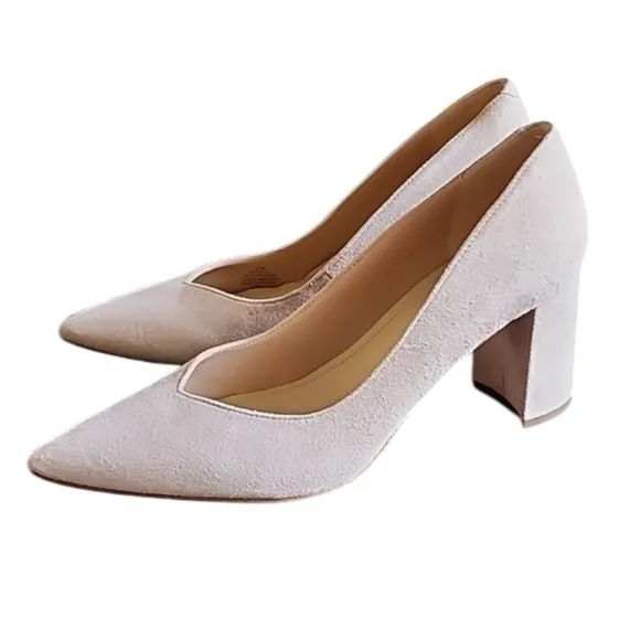 NEW Marc Fisher Caitlin blush pink suede pumps size 9 wicked Glinda block heels