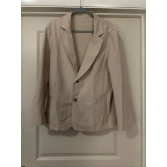 NEW Mens Casual Linen Blazer 2 Button Slim Fit Lightweight Sport Coat L