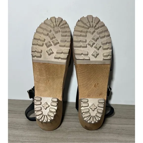 NEW MIA Greta Black Clog Sandal with Leather Buckle 10