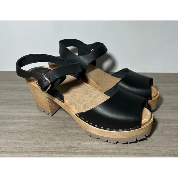 NEW MIA Greta Black Clog Sandal with Leather Buckle 10