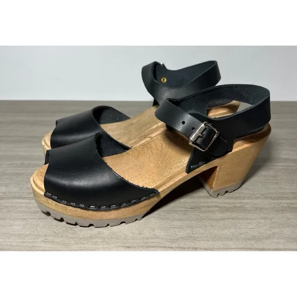 NEW MIA Greta Black Clog Sandal with Leather Buckle 10