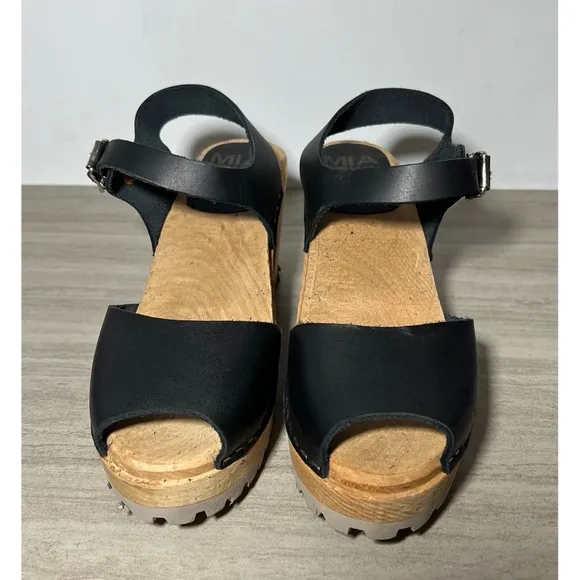 NEW MIA Greta Black Clog Sandal with Leather Buckle 10