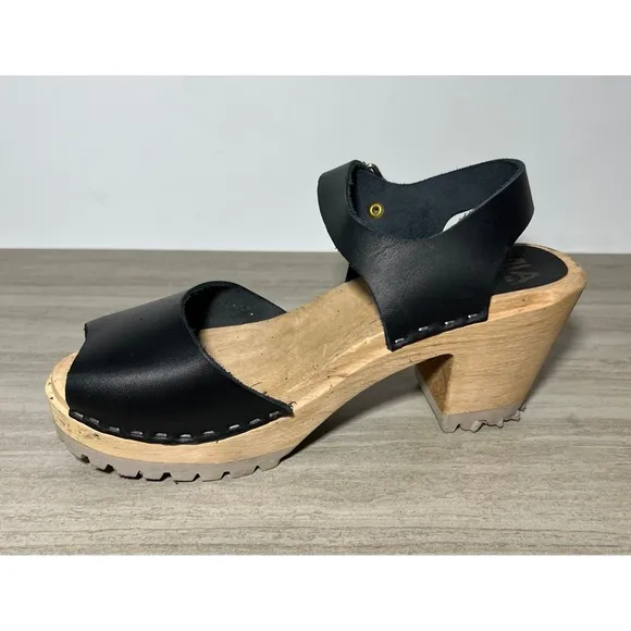 NEW MIA Greta Black Clog Sandal with Leather Buckle 10