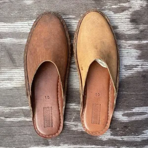 NEW Mohinders Women's Heritage Solid Slides walnut LEATHER flats SHOES 10