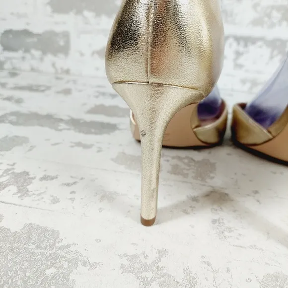 New Naturalizer 27 Edit Abilyn Wide Gold Leather Pointed Toe Heels K711