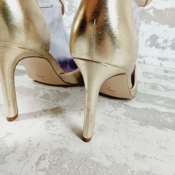 New Naturalizer 27 Edit Abilyn Wide Gold Leather Pointed Toe Heels K711