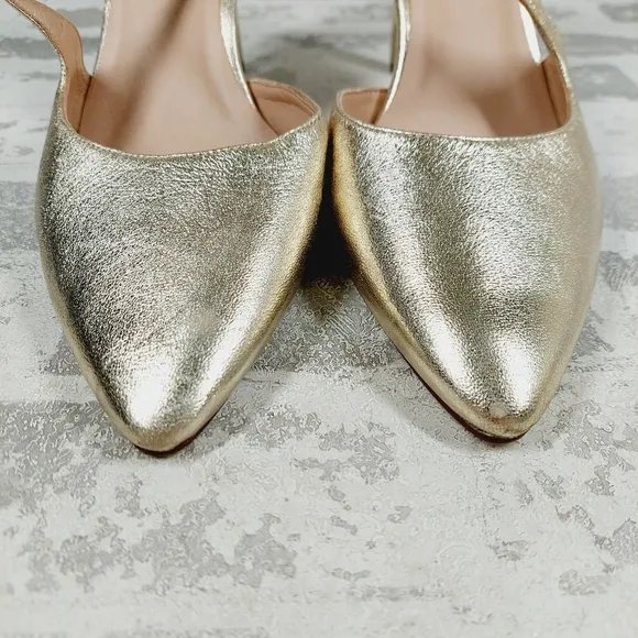 New Naturalizer 27 Edit Abilyn Wide Gold Leather Pointed Toe Heels K711