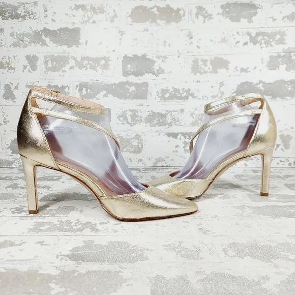New Naturalizer 27 Edit Abilyn Wide Gold Leather Pointed Toe Heels K711