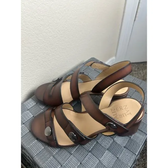 NEW Naturalizer Naalicia Pumps Women's Size 7 Red Brown Leather Heels Autumn