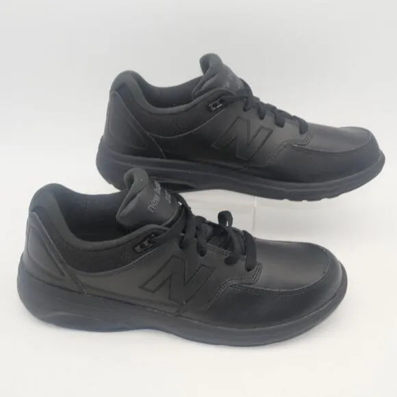 NEW New Balance Men's 7.5 Leather Black Walking Shoes Sneakers MW813BK