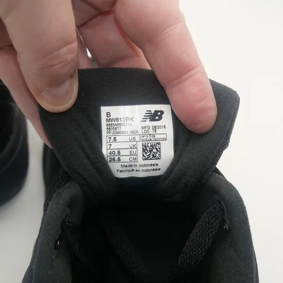 NEW New Balance Men's 7.5 Leather Black Walking Shoes Sneakers MW813BK