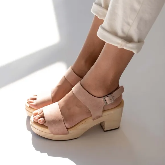 NEW Nisolo All Day Open Toe Leather Clogs In Desert Rose Pink Size 8