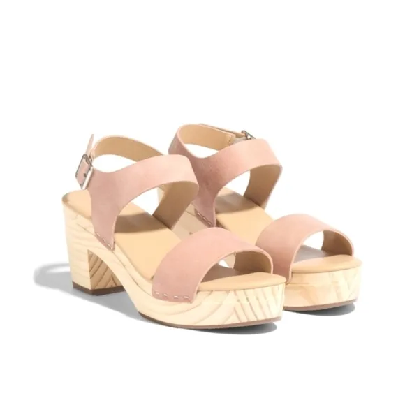 NEW Nisolo All Day Open Toe Leather Clogs In Desert Rose Pink Size 8