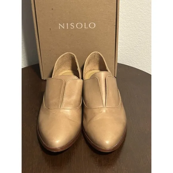 New NISOLO Emma d'Orsay Oxfords In Almond Beige Size 8.5 Luxury Sustainable