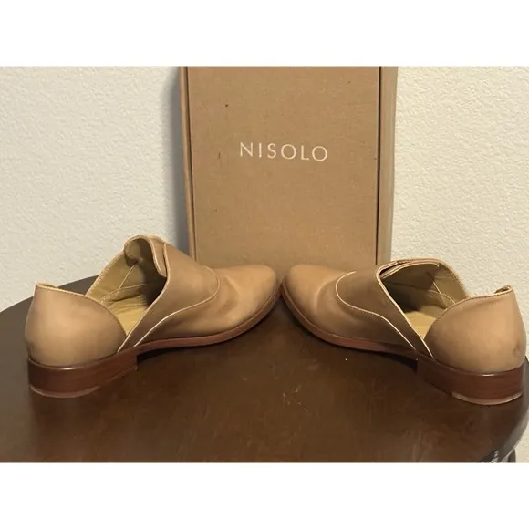 New NISOLO Emma d'Orsay Oxfords In Almond Beige Size 8.5 Luxury Sustainable