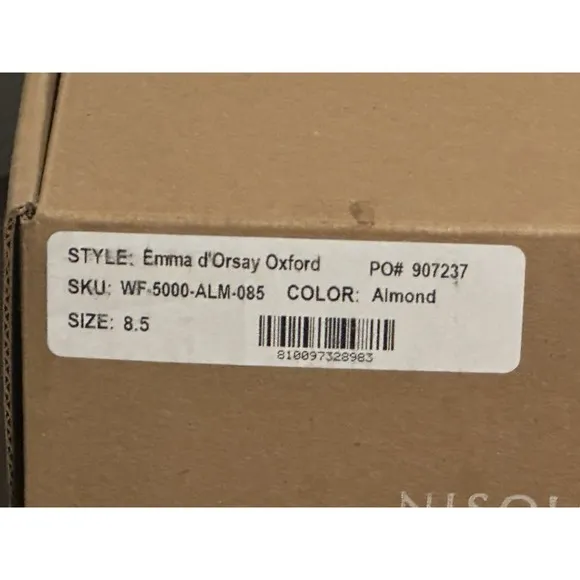 New NISOLO Emma d'Orsay Oxfords In Almond Beige Size 8.5 Luxury Sustainable