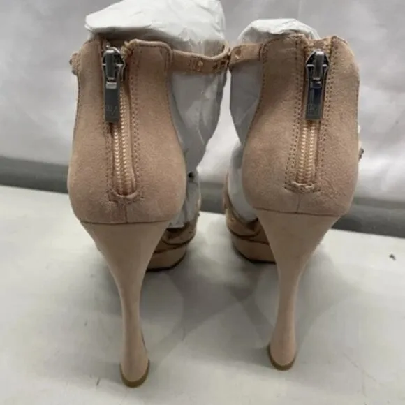 NEW PELLE MODA Women's 9M Neela Blush Kid Suede Platform Heels