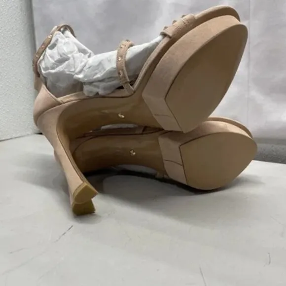NEW PELLE MODA Women's 9M Neela Blush Kid Suede Platform Heels