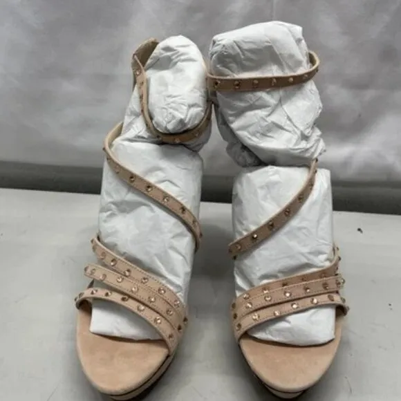 NEW PELLE MODA Women's 9M Neela Blush Kid Suede Platform Heels
