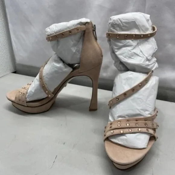 NEW PELLE MODA Women's 9M Neela Blush Kid Suede Platform Heels