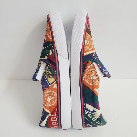 NEW Polo Ralph Lauren Keaton Collegiate Pep Rally Canvas Slip On Shoes Size 9