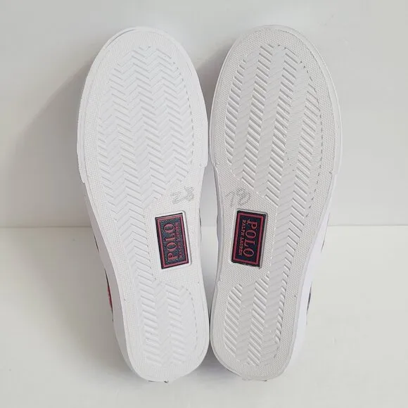 NEW Polo Ralph Lauren Keaton Collegiate Pep Rally Canvas Slip On Shoes Size 9