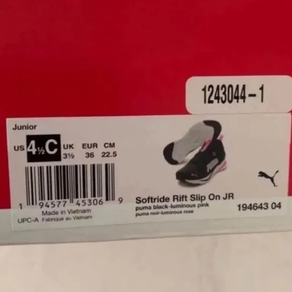 (NEW) PUMA Youth Girl’s Softride Rift Slip-On, Size: 4.5 (Youth Girl’s)