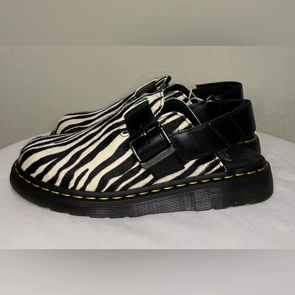 NEW RARE Dr Martens Zebra Mules Fisherman Clogs Mary Jane sz 6