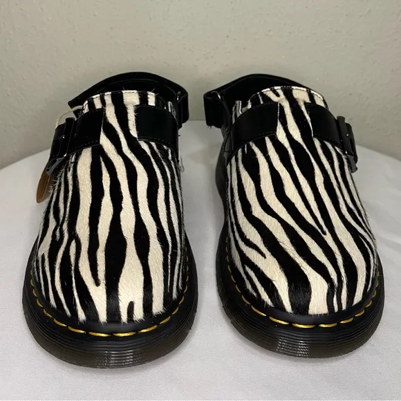 NEW RARE Dr Martens Zebra Mules Fisherman Clogs Mary Jane sz 6