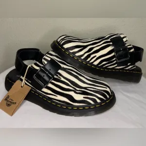 NEW RARE Dr Martens Zebra Mules Fisherman Clogs Mary Jane sz 6