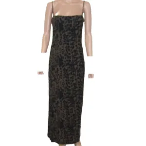 NEW REFORMATION Womens Elise Jersey Knit Slip Dress Tana Print Black/Brown Sz M